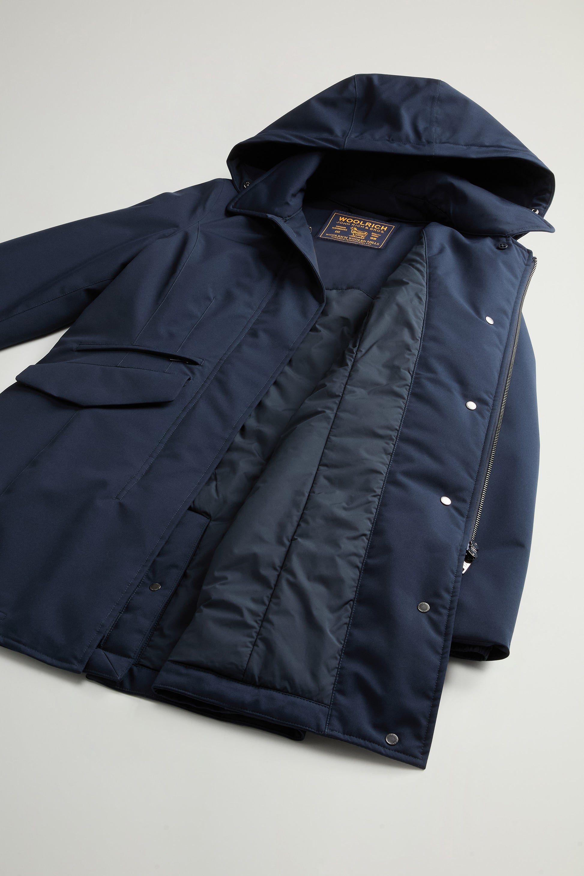 Coat in Light Stretch with Removable Hood